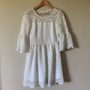 Jack by BB Dakota Lace Dress Bell Sleeve Off White